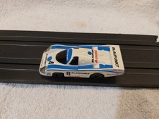 Tomy Aurora AFX Porsche 962 Blaupunkt HO Scale Slot Car, White/Blue, LIGHTS!