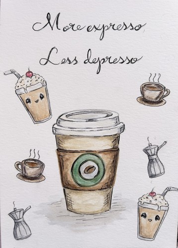 Handpainted coffee expresso - handpainted,
