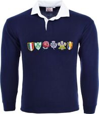 Men’s Six Nation Rugby Long Sleeve Sports Jersey Navy Embroidered Logo