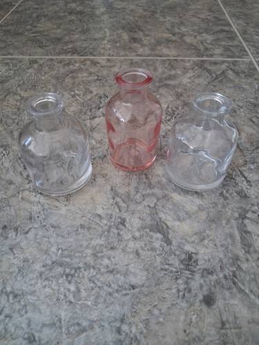 Mismatched glass bud vases - 3x,