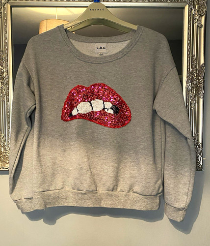 Grey sequin lips - grey,