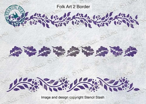 Folk art borders stencil - borders,