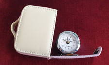 LEONARDO TRAVEL ALARM CLOCK IN FAUX LEATHER CASE NEVER USED BATTERY UNOPENED