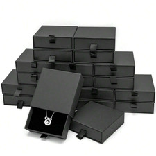 Jewellery Box Black Ring Necklace Pendant Earrings Bracelet Gift Foam Padded New