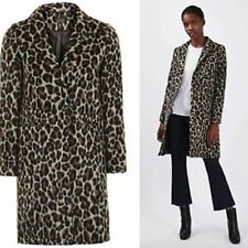 New Topshop leopard print coat boyfriend crombie 90s y2k punk animal wool 6 8