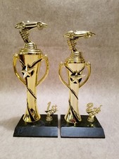 2 Pinewood Racing Derby Victory Cup Trophies w/ plaques-Trophy 1st &2nd Car