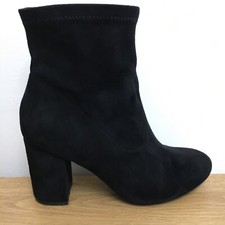 F&F Faux Suede Zip Sock Ankle Boots Black UK 5 EUR 38