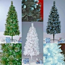 Frosted Christmas Tree 7ft 6ft 5ft Bushy Glitter TwinTip Unlit Black White Green