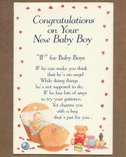 Vintage NEW BABY BOY Card