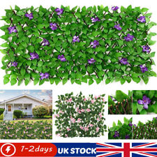 UK Artificial Hedge Flower Leaf Garden Fence Wall Screening Expanding Trellis