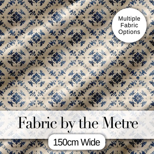 Blue and white vintage floral - white,