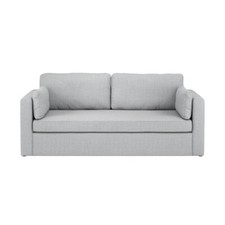 Newport Light Grey 3 Seater Sofa - Linen-Blend Upholstery with Scatter Cushions