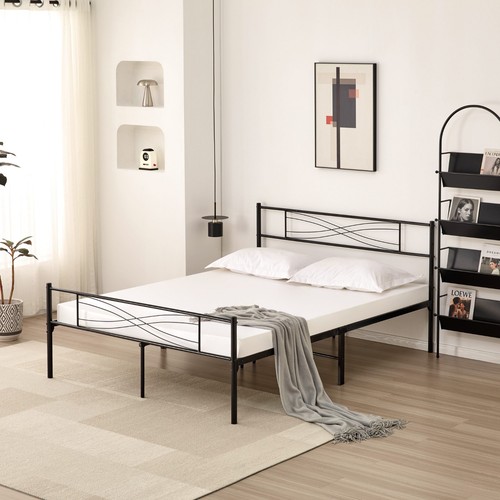 Metal bed frame with headboard - with,