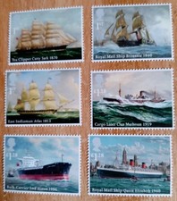UK 6 Mint Stamps. Ships. Cutty Sark. Cargo Liner. Royal Mail Ship. Bulk Carrier.
