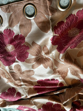 beige & pink floral door curtain eyelet 77 drop tie back and matching cushions