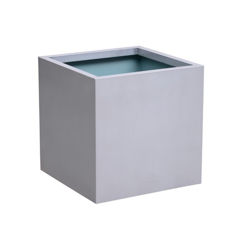 Silver cube metal planter - silver,
