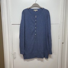 Celtic Clothing Celtic & Co Jumper Blue Button Wool Long Sleeve Size Medium 