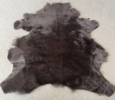 Genuine Sheepskin Rug real pelt seat pad ultra soft silvery Dark brown