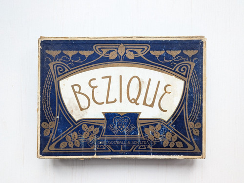 Antique bezique card game set - antique,