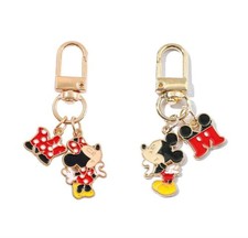 Disney Mickey & Minnie Mouse Keychain Set – Retro Red Metal Charms (2 pc)