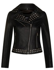 Women leather black studded - black,