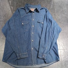 Brutus Long Sleeve Denim Shirt Mens L Blue Pearl Button