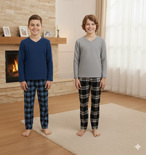 WINTER Ex STORE Boys Thick fleece Pyjamas Cosy Long Sleeve Nightwear Supersoft