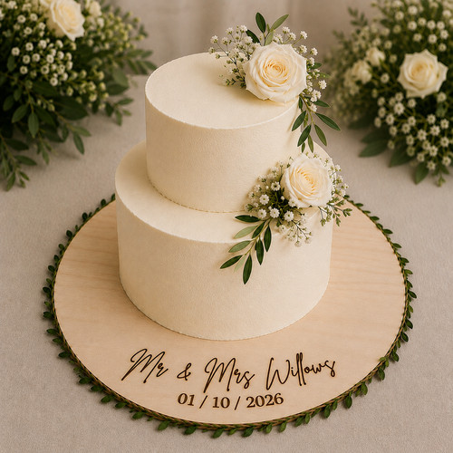 Personalised wooden cake board - personalised,