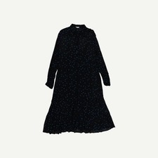 Hush Womens Black Modal Blend Midi Shirt Polka dot Dress Size 16