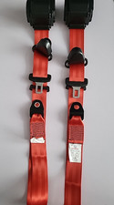 2x Universal Car Auto Seatbelts 3 Point Red 3.5m Safety Belts Retractable Long