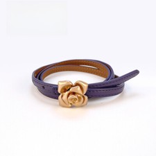 New Genuine Leather Ladies Skinny Waist Belt Luxury Rose Metal Buckle Adjustable