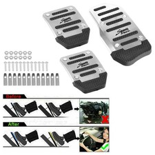 Silver Manual Non-Slip Gas Foot Brake Pad Pedal Cover Car Accessories 3Pcs Parts