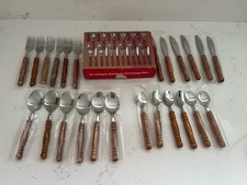 24 X Vintage Wooden Handle Cutlery Country Rustic New Unused Prop 60s 70s 80s