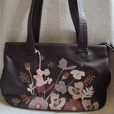 Radley Shoulder Bag Medium,  KEW GARDENS, Dark Brown Leather PRISTINE CONDITION 