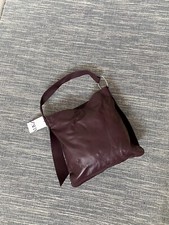 Zara Burgundy Real Grained Leather Maxi Buckle Large Shoulder Bag Tote New # H62