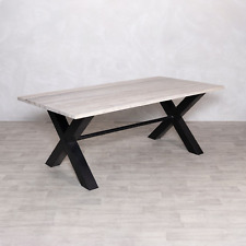 TRAVERTINE TOP X-FRAME DINING