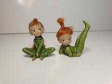 2 Vintage Green Pixie Elves