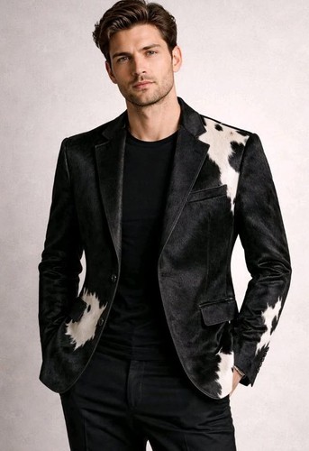 Men cowhide leather - cowhide, blazer