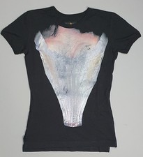 Unisex Vivienne Westwood Black Boucher Corset T Shirt Size XS Sara Bust