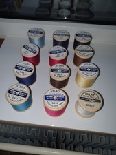 Lot #2  of 12 Vintage Sylko by Dewhurst Cotton  Plastic Reels Rare 500 Yard size