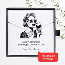 Best Friend Necklace Gift, Funny Bestie Gift for Women Personalised Message Card