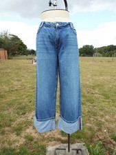 TU Blue Denim Baggy Wide Turn Up Cotton Rockabilly Jeans UK 18 Regular Worn Once