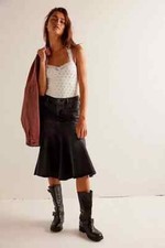 Free People Fishtail Denim Skirt Womens Black Midi Mermaid Size 27 UK8