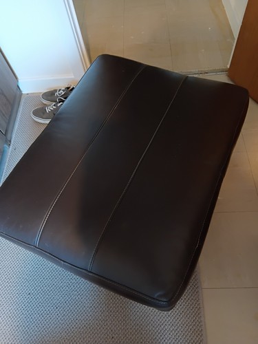 Tanned leather pouffe - leather,