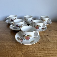 Royal Worcester Evesham Vale Coffee Espresso Cups & Saucers set of 6 