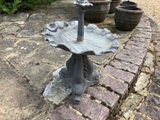 Antique Lead Fountain with Three Dolphins Supporting Clam Shell Bowl