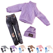 3pcs/Set Barbie Doll Clothes Set Top + Pants + Beanie Hat Accessories Girls Toy