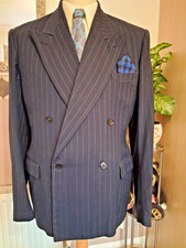 ORIGINAL 1940s CC41 MANS  BLUE PINSTRIP  DOUBLE BREASTED SUIT 40/41" CHEST