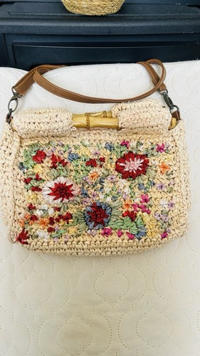 Straw hand bag - straw,
