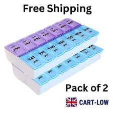 2X WEEKLY PILL ORGANISER Day & Night 7 DAY Box Tablet AM PM Medication Dispenser